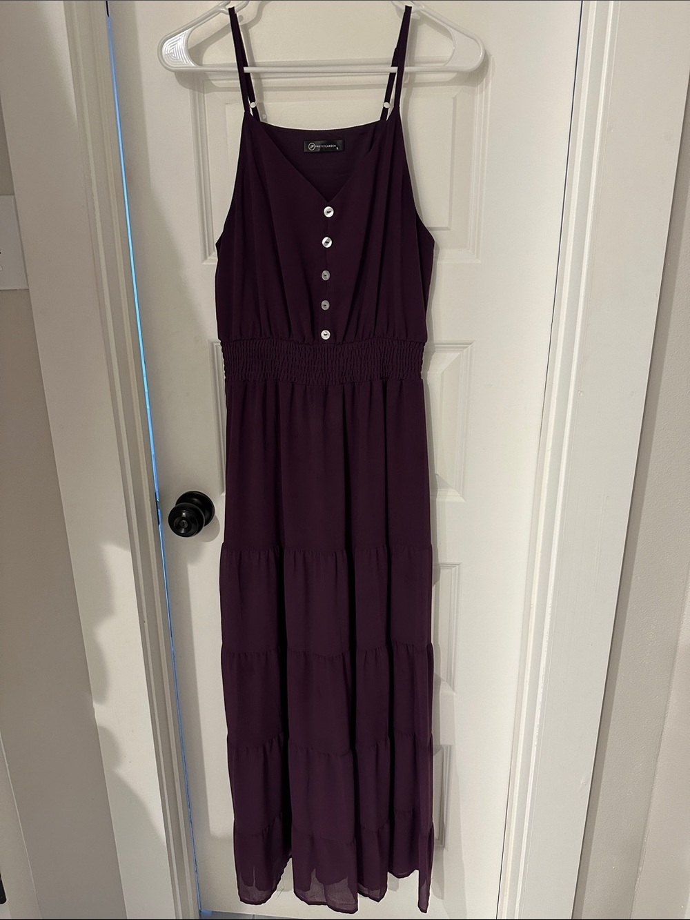 Sleeveless Tiered Maxi Dress in Deep Plum - Unknown Brand